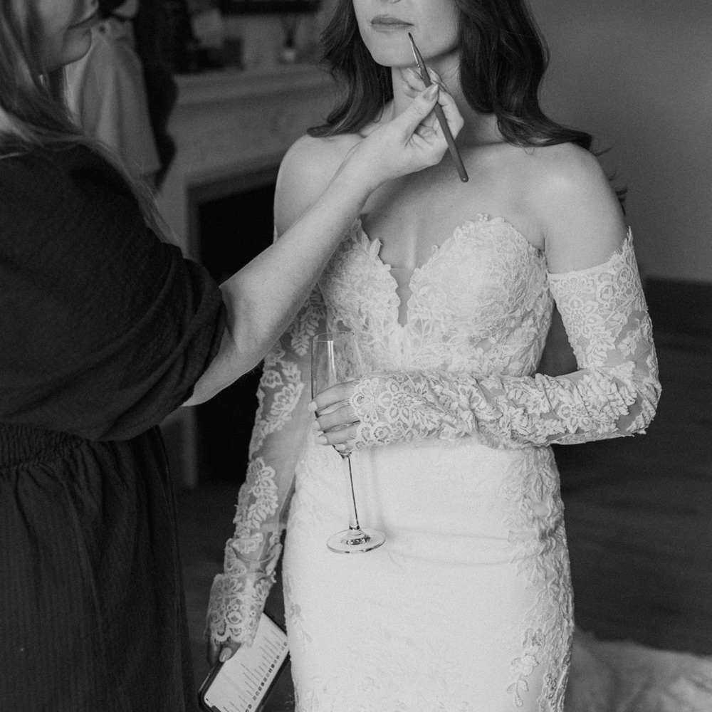 Pronovias Kodiak Wedding Dress with Custom Lace Sleeves